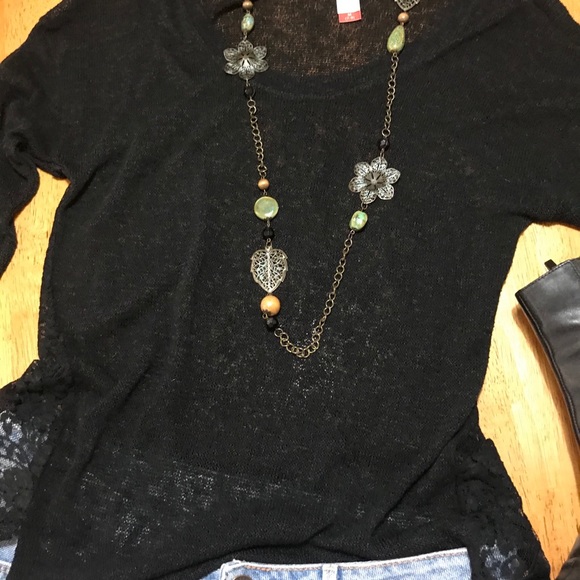 No Boundaries Black Sheer Long Sleeve - Picture 7 of 10